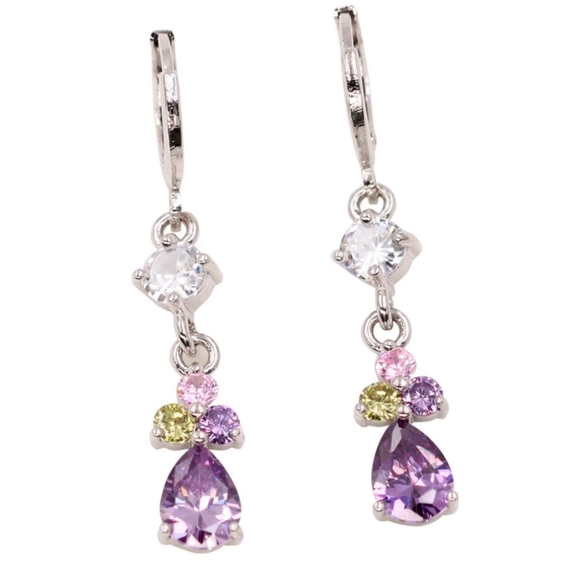 🎀925 Five Gemstone Water Drop Earrings - Picture 3 of 10